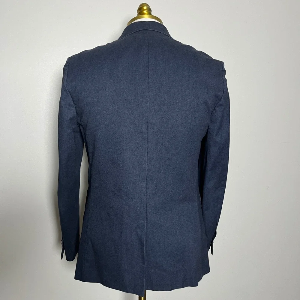 Banana Republic Blazer Mens 38R Navy Blue Herringbone Slim Fit Profilo Italia